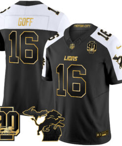 Men's Detroit Lions 2024 Michigan & 90th Season Patch Gold Vapor Limited Jersey - All Stitched