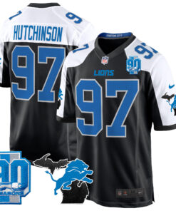 Men's Detroit Lions 2024 Michigan & 90th Year Patch Game Jersey - All Stitched