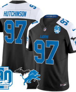 Men's Detroit Lions 2024 Michigan & 90th Year Patch Vapor Jersey - All Stitched