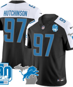 Men's Detroit Lions 90th Year & Michigan Patch Vapor Jersey - All Stitched
