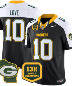 Men's Green Bay Packers 13 Time World Champions & Home Patch Vapor Limited Jersey – All Stitched