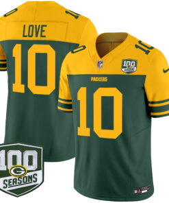 Men's Green Bay Packers Throwback 100th Season Patch Vapor Limited Jersey - All Stitched