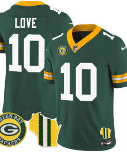 Men's Green Bay Packers Wisconsin State Patch Vapor Limited Jersey - All Sttiched
