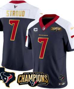 Men's Houston Texans 2023 AFC South Champions Patch Gold Trim Vapor Jersey - All Stitched