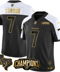 Men's Houston Texans 2023 AFC South Champions Patch Gold Vapor Jersey - All Stitched