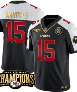Men's Kansas City Chiefs 2023 AFC West Champions Patch Vapor Limited Jersey V2 - All Stitched
