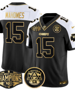 Men's Kansas City Chiefs 2024 AFC West Division Champions Patch Gold Vapor Limited Jersey - All Stitched