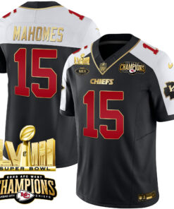 Men's Kansas City Chiefs AFC West Champions & Super Bowl LVIII Gold Patch Vapor Jersey - All Stitched