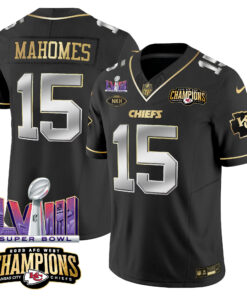 Men's Kansas City Chiefs AFC West Champions & Super Bowl LVIII Patch Vapor Jersey V2 - All Stitched