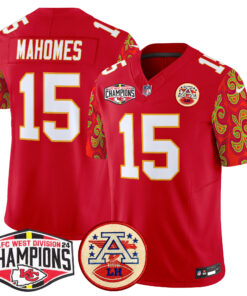 Men's Kansas City Chiefs Super Bowl LIX Style 2024 AFC West Division Champions Patch Vapor Limited Jersey - All Stitched