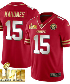 Men's Kansas City Chiefs Super Bowl LVII Gold Vapor Limited Jersey - All Stitched