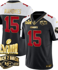 Men's Kansas City Chiefs Super Bowl LVIII & Back 2 Back Gold Patch Vapor Jersey - All Stitched