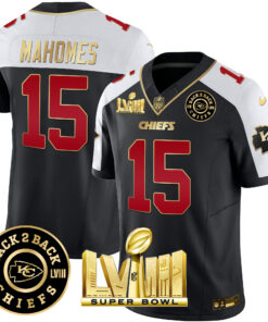 Men's Kansas City Chiefs Super Bowl LVIII & Back 2 Back Patch Vapor Jersey V3 - All Stitched