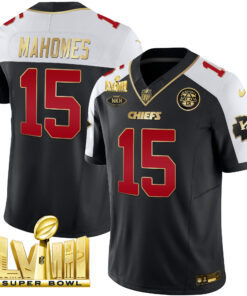 Men's Kansas City Chiefs Super Bowl LVIII Gold Patch Vapor Jersey V2 - All Stitched