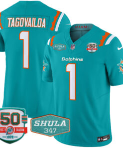 Men's Miami Dolphins 50th & Don Shula 347 Memorial Patch Vapor Limited Jersey - All Stitched
