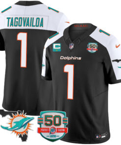 Men's Miami Dolphins 50th Perfect Season & Florida Patch Vapor Jersey - All Stitched