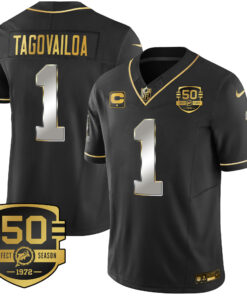 Men's Miami Dolphins Throwback Gold Vapor Jersey - All Stitched