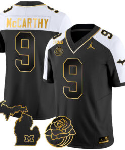 Men's Michigan Wolverines Rose Bowl Patch Gold Vapor Jersey - All Stitched