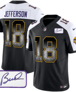 Men's Minnesota Vikings Bud Grant Patch Arch Smoke Vapor Jersey - All Stitched