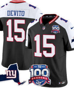 Men's New York Giants 100th Season & State Patch Vapor Limited Jersey - All Stitched
