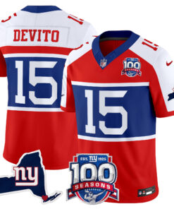 Men's New York Giants 'Century Red' 100th Commemorative Vapor Jersey V2 - All Stitched
