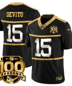 Men's New York Giants 'Century Red' 100th Season Commemorative Gold Vapor Jersey - All Stitched