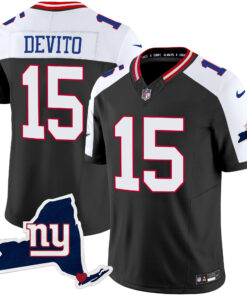Men's New York Giants New York State Map Patch Limited Jersey V2 - All Stitched