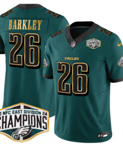 Men's Philadelphia Eagles 2024 NFC East Division Champions Gold Trim Vapor Limited Jersey - All Stitched