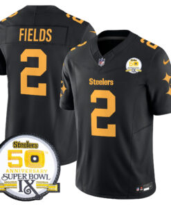 Men's Pittsburgh Steelers 50th Anniversary Of Super Bowl IX Patch Vapor Limited Jersey V2 - All Stitched