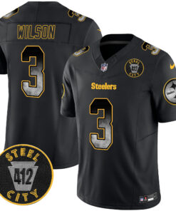 Men's Pittsburgh Steelers Arch Smoke 412 Patch Vapor Limited Jersey - All Stitched