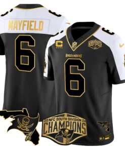 Men's Tampa Bay Buccaneers 2024 NFC South Division Champions Patch Gold Vapor Limited Jersey - All Stitched