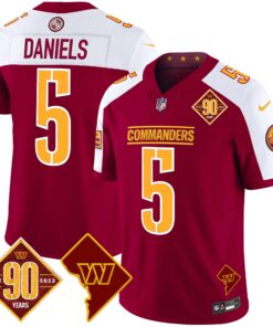 Men's Washington Commanders 90th Anniversary & Home Patch Vapor Limited Jersey - All Stitched