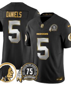 Men's Washington Redskins 75th Patch Throwback Gold Vapor Limited Jersey - All Stitched