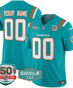 Miami Dolphins 50th & Don Shula 347 Memorial Patch Vapor Limited Custom Jersey - All Stitched