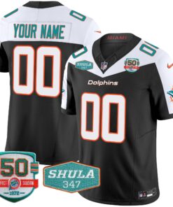 Miami Dolphins Shula 347 Patch Vapor Limited Custom Jersey V2 - All Stitched