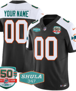 Miami Dolphins Throwback Shula 347 Patch Vapor Custom Jersey - All Stitched