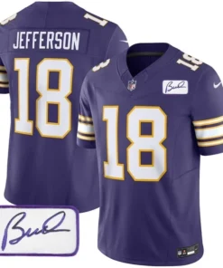 Minnesota Vikings Justin Jefferson Purple Bud Grant Patch Jersey - All Stitched