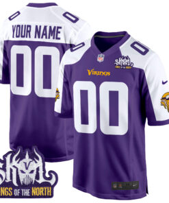 Minnesota Vikings King Of The North Patch Game Custom Jersey - All Stitched