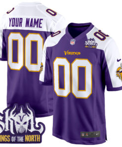 Minnesota Vikings King Of The North Patch Throwback Game Custom Jersey - All Stitched