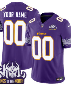 Minnesota Vikings King Of The North Patch Throwback Vapor Limited Custom Jersey V2 - All Stitched