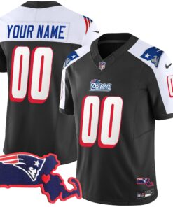 New England Patriots 1996 Throwback State Patch Vapor Custom Jersey - All Stitched