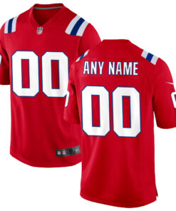 New England Patriots Custom Red Jersey - All Stitched
