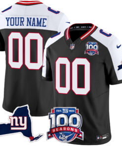 New York Giants 100th Season & State Patch Vapor Limited Custom Jersey - All Stitched