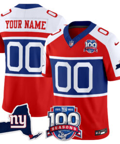 New York Giants 'Century Red' 100th Commemorative Vapor Custom Jersey V2 - All Stitched