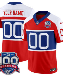 New York Giants 'Century Red' 100th Season Commemorative Vapor Custom Jersey - All Stitched