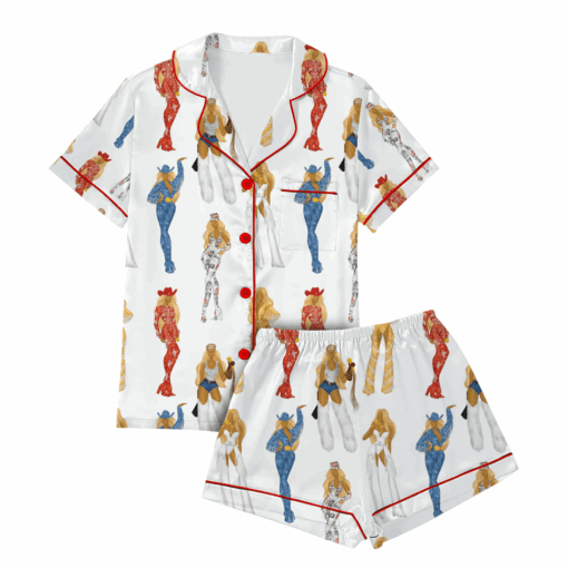 Cowboy Carter Tour Silky Satin Pajama Set For Women - Image 2