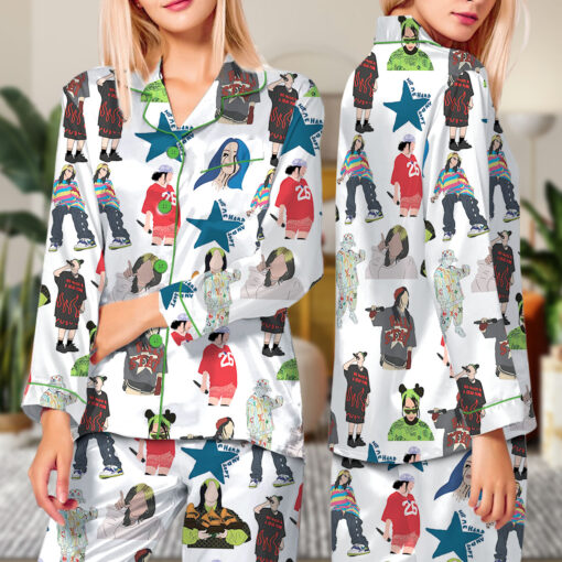 Billie Eilish Satin Pajamas Set For Women - Image 8