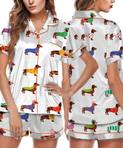 Women's Dachshund Cute Dog Satin Pajamas Set