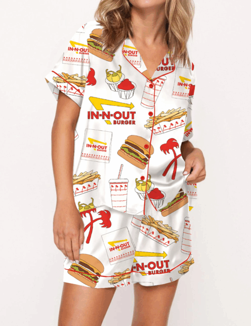 Burger Fast Food Satin Pajamas Set - Image 2