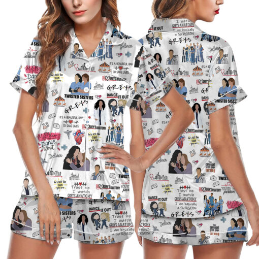 Grey's Anatomy Matching Satin Pajamas Set
